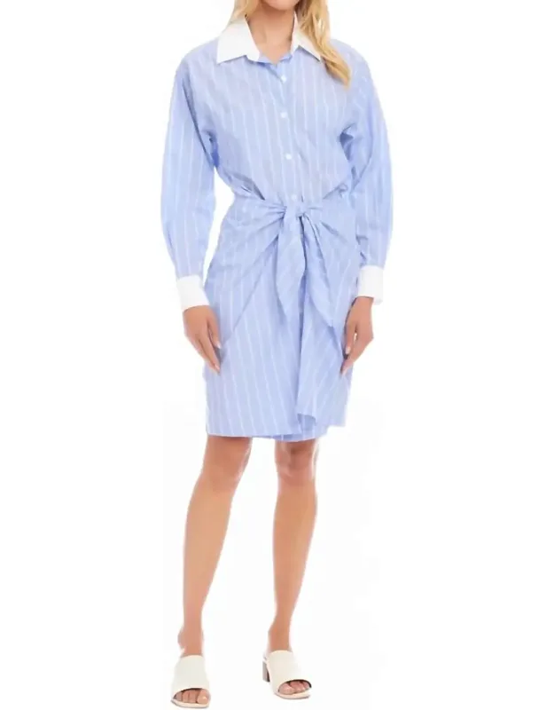 Stripe Faux Wrap Shirtdress