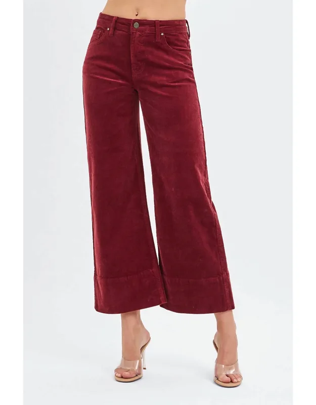 Cords High Rise Wide Leg Crop Pants