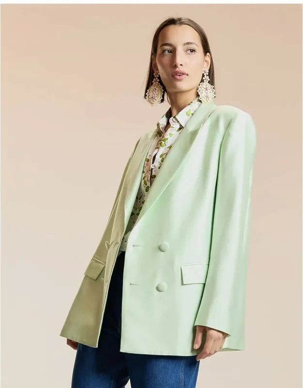 Silk Wool Double Breasted Blazer