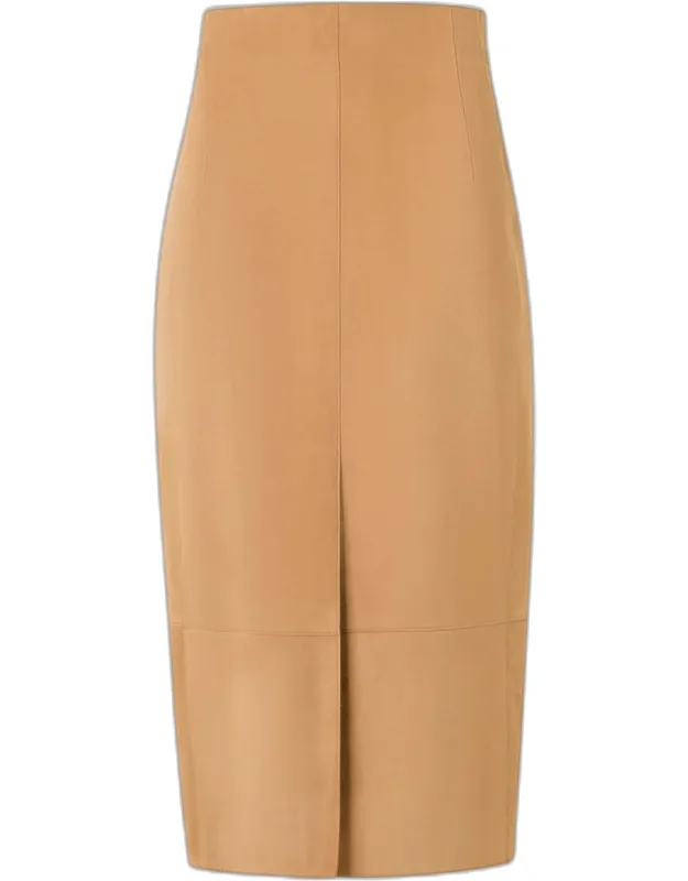 Suede Front Slit Pencil Skirt