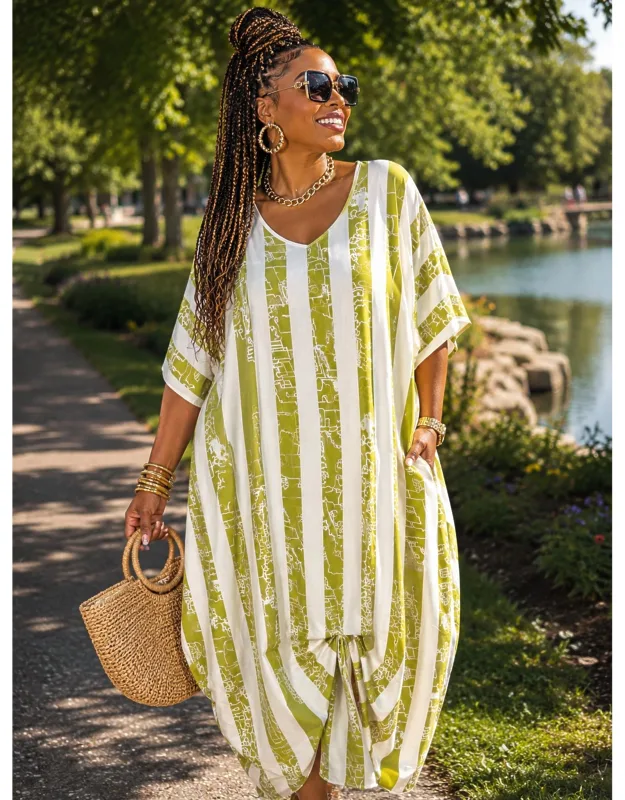 Striped Tuck Front Dress