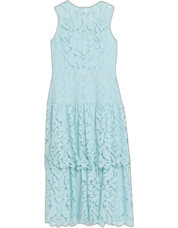Sleeveless Tiered Lace Midi Dress