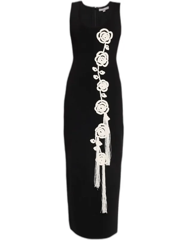Crochet Applique Knit Dress