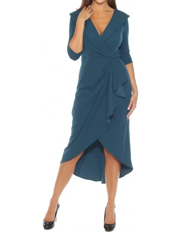 Sleeve Ruffled High-low Midi Dress