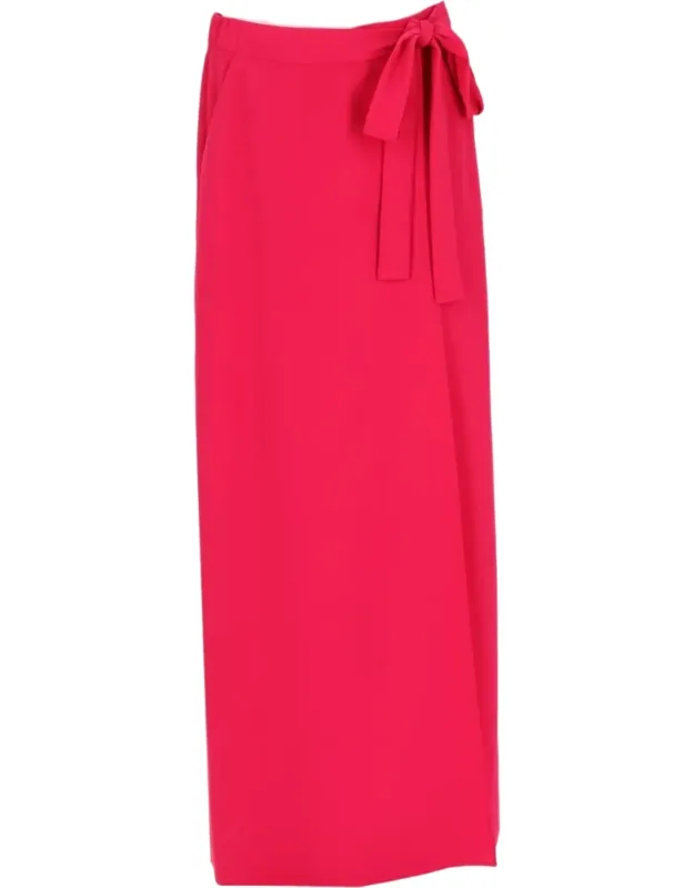 Midi Skirt With High Waist And Fabric Tie Detail