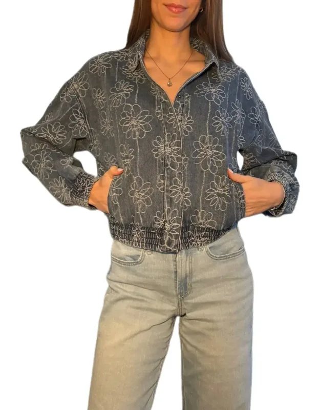 Floral Embroidered Denim Jacket