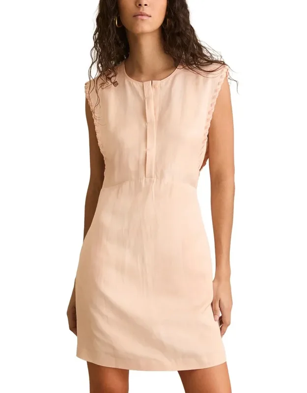 Fawn Craft Stitched Sleeve Linen-blend Dress