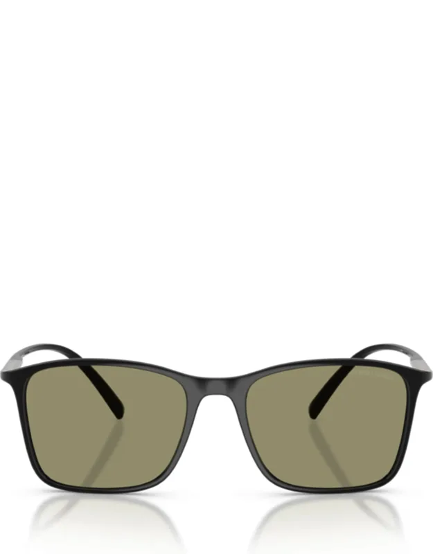 Rectangular Frame Sunglasses With Olive Green Lenses