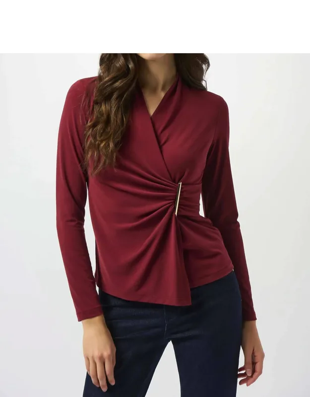 Moss Crepe Fitted Wrap Top