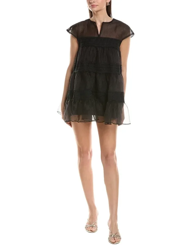 Solid Short Sleeve Mini Dress