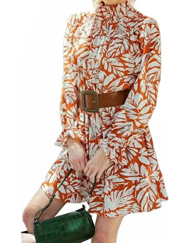 High Neck Printed Mini Dress