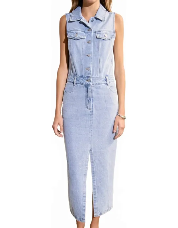 Sleeveless Maxi Denim Dress