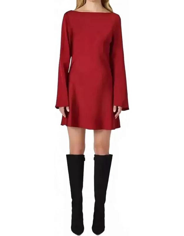 Ennis Satin Long Sleeve Mini Dress