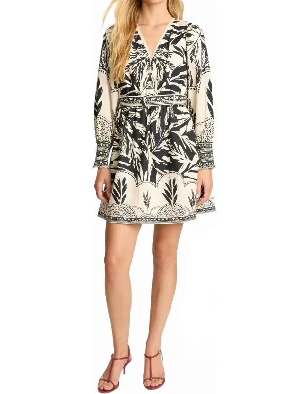 Carly Mini Dress With A-line Silhouette And V-neckline