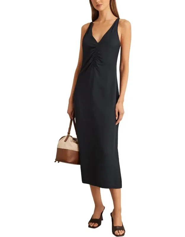 Pari Ruched Linen-blend Dress