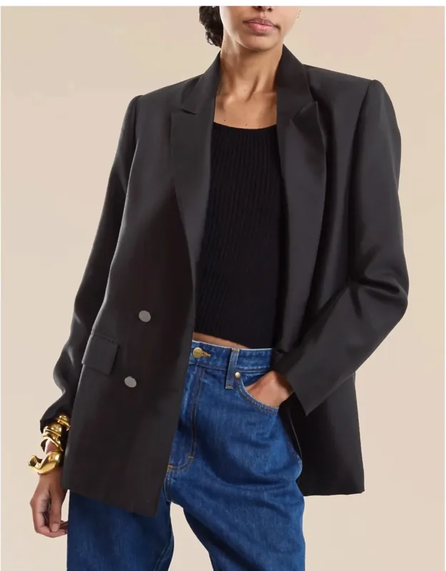 Silk Wool Double Breasted Blazer