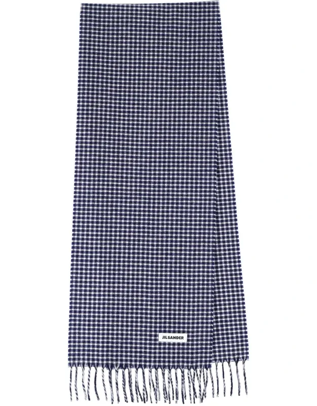 Check Virgin Wool Fringed Scarf