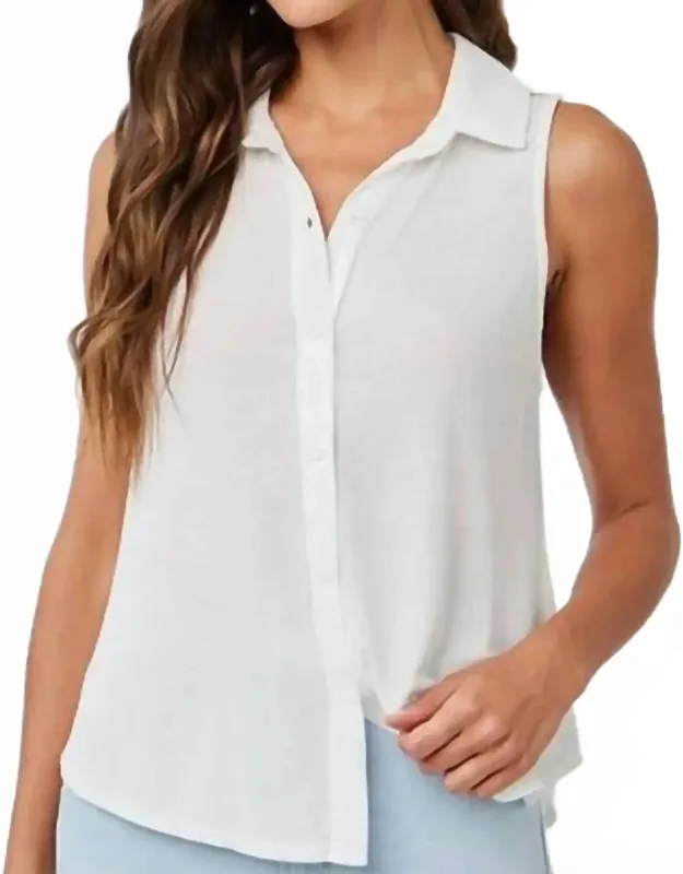 Mixed Sleeveless Button Down Shirt