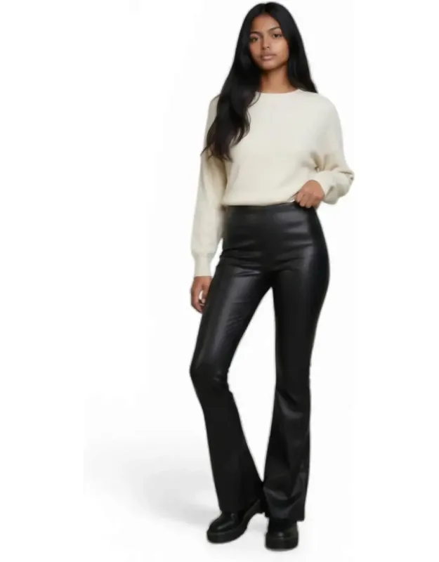 Faux Pu Leather Stretchy Flare Pants