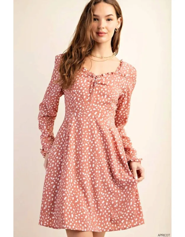 Sweetest Back Smocked Long Sleeve Back Tied Dress