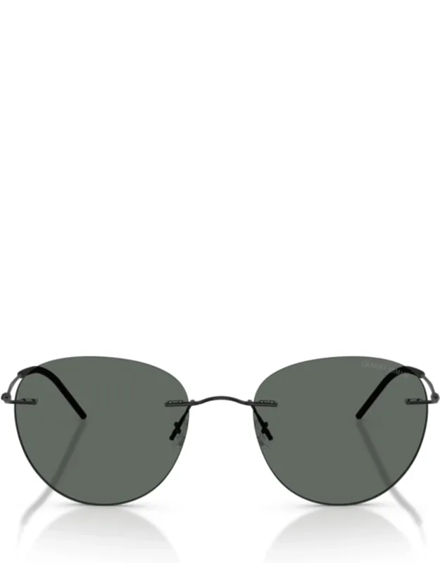 Rimless Dark Lens Sunglasses With Thin Metal Frame
