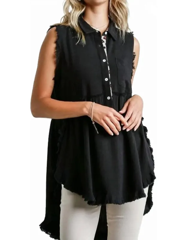 Frayed Sleeveless Tunic
