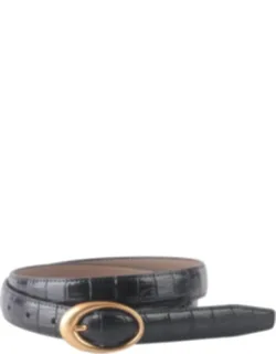 Croco Clean Stitched Belt With Oval Buckle