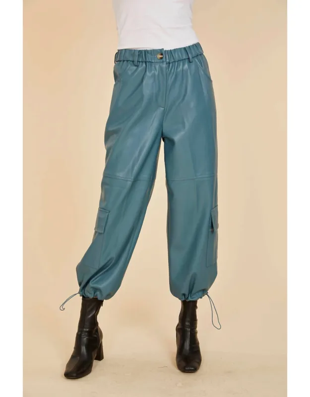 Vegan Leather Cargo Pants