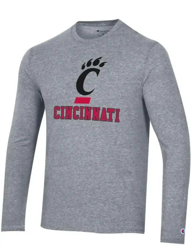 Tri-blend Tee Long Sleeve Cincinnati Bearcats - Super-soft Lightweight, Ribbed Collar And Sleeve