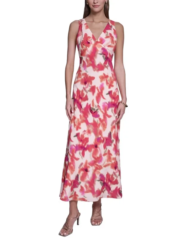 Sleeveless V-neck Satin Dress