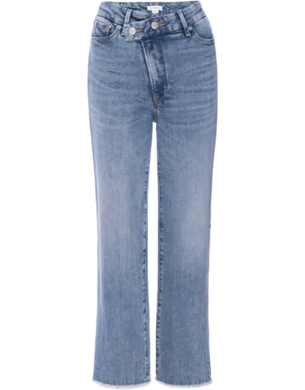 Straight Leg Crossover Waistband Jeans