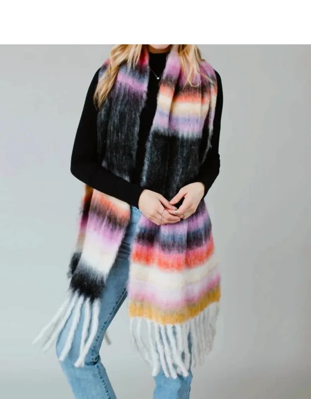 Striped Fringe Scarf