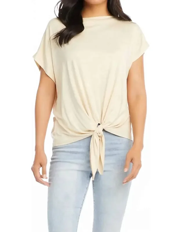 Beasley Boatneck Tie Front Top