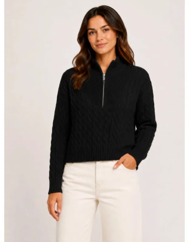 Cable Knit Quarter Zip Sweater