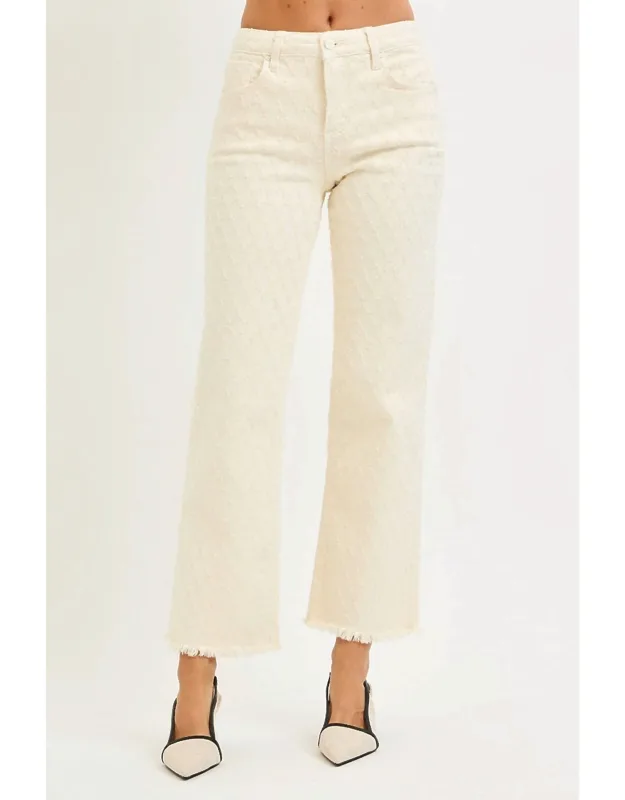 High Rise Ankle Textured Jeans