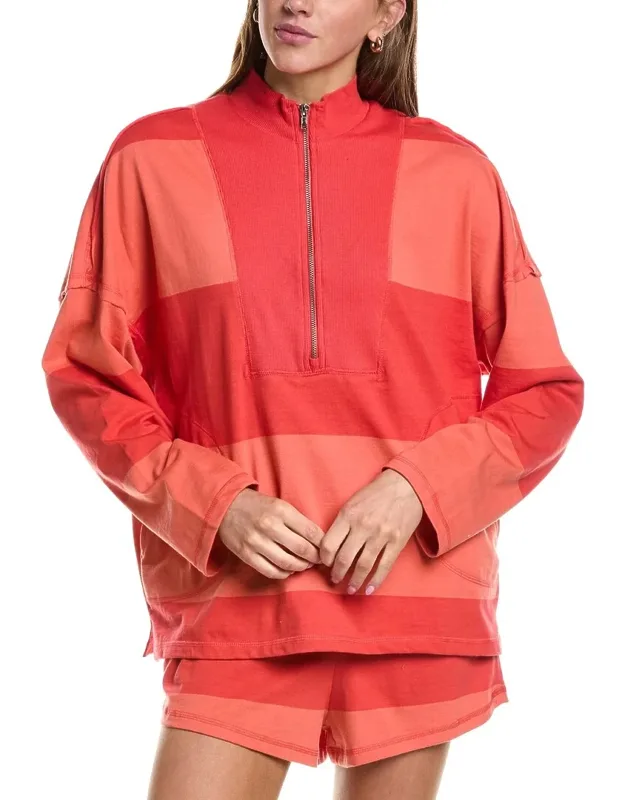 Camille Stripe Heavy Jersey 1/2-zip Pullover