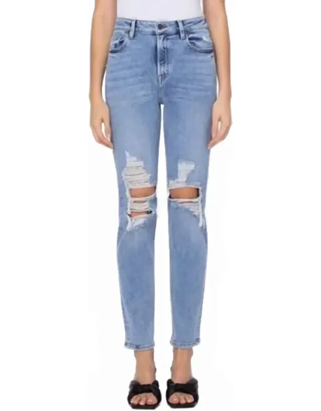 Distressed Knee Grinded Mom Jeans