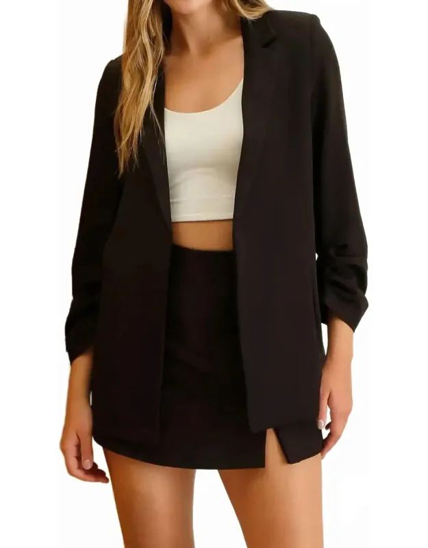 3/4 Ruched Sleeve Blazer