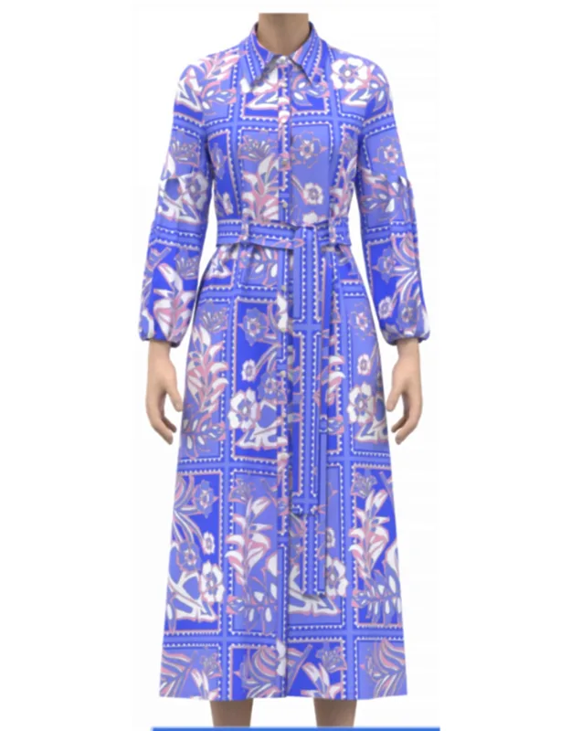 Floral Stamp Print Shirt Dress