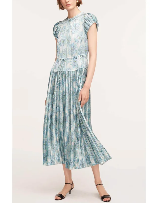 Astera Fleur Pleated Puffed Sleeve Dress