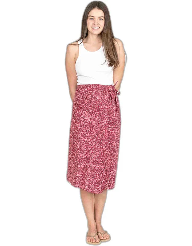 Patterned Beach Cover Up Midi Wrap Skirt