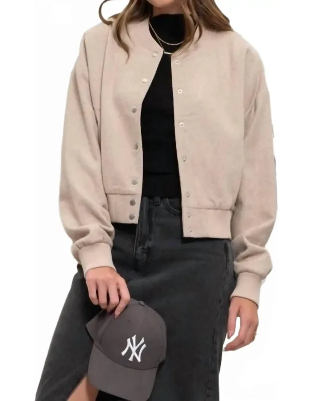 Solid Snap Button Bomber Jacket