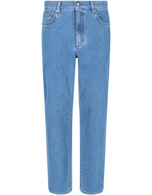 High-waist Cotton Denim Straight Jeans