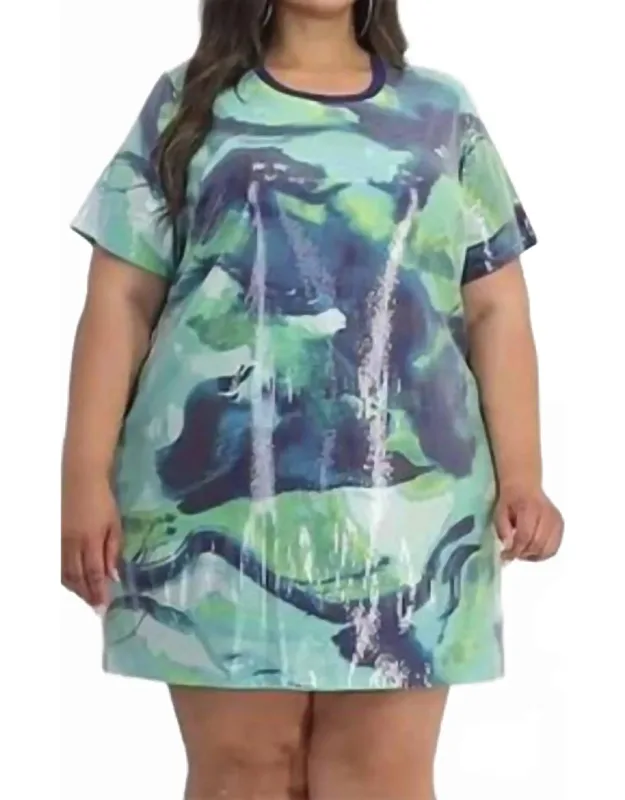 Trendy Printed Dress In Neon Marble