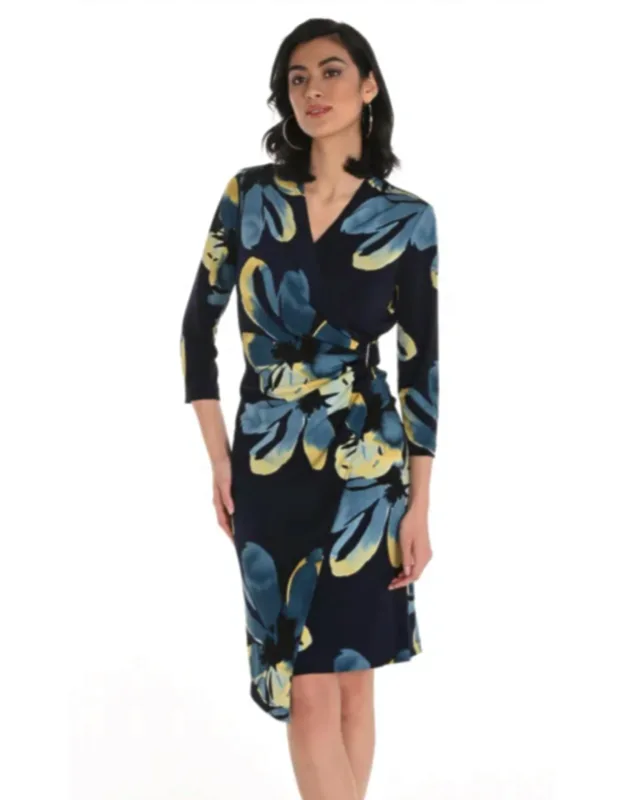 Floral Print Faux Wrap Dress