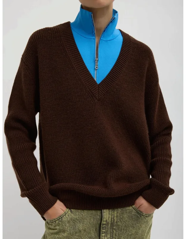 Cardigan Stitch V Neck With Removable Dickie Top