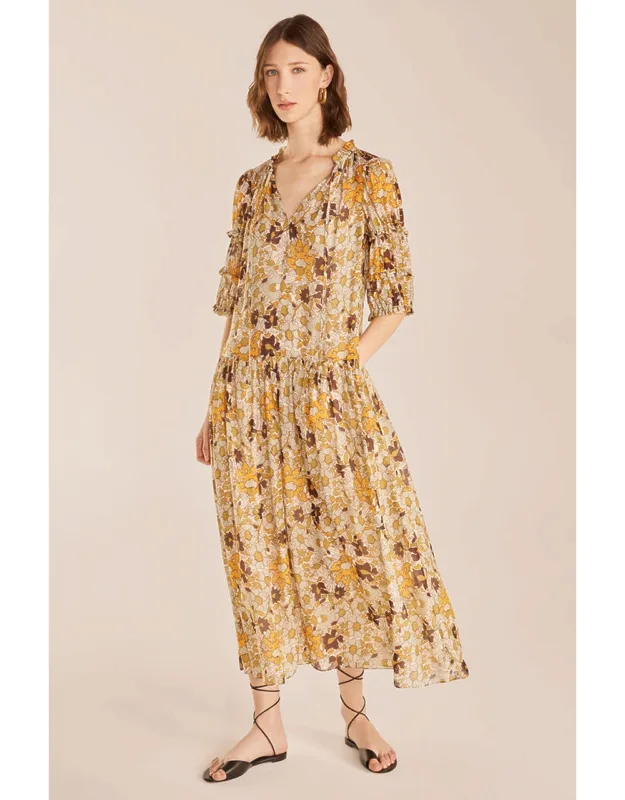 Passion Flower Puff Sleeve Dress