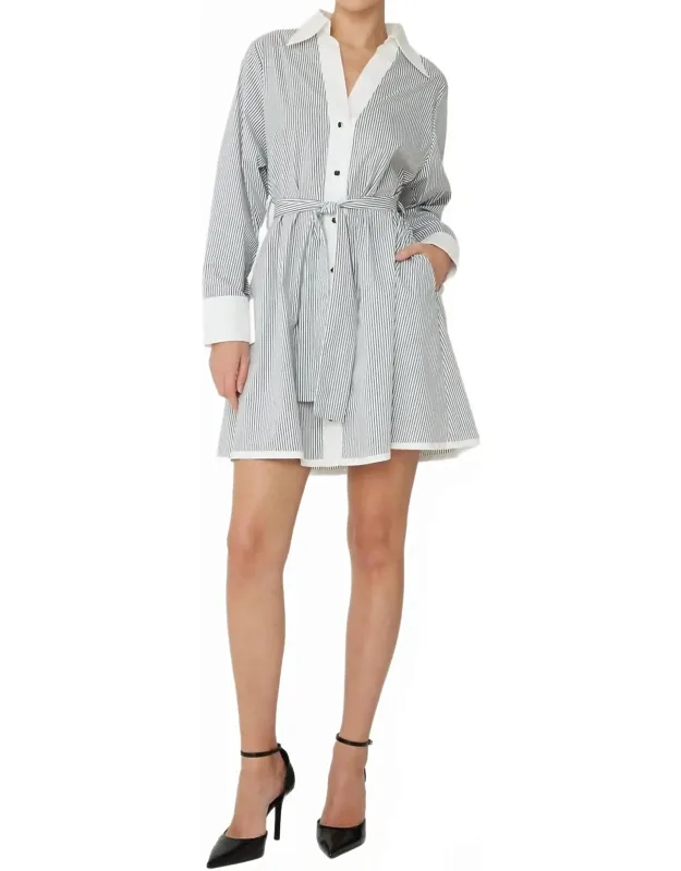 Sabina Mini Dress With Collar Neckline And Pockets