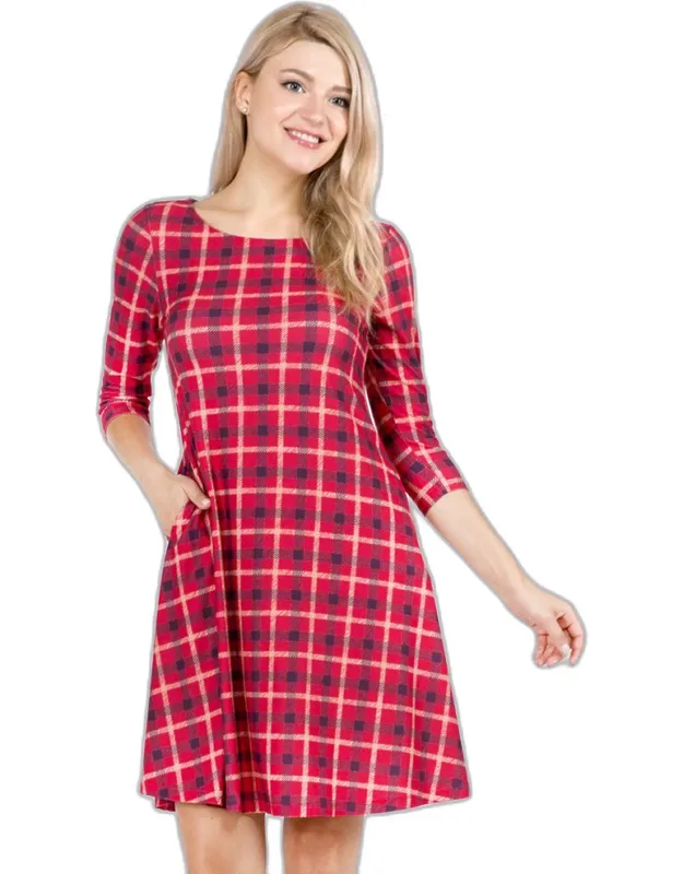Plaid Check Pinafore A-line Swing Dress