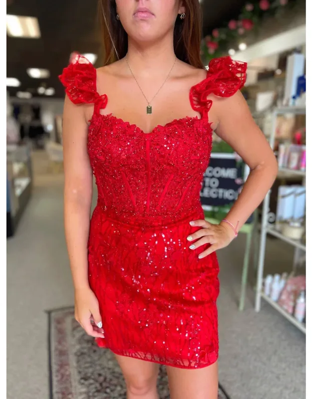 Sequin Lace Fitted Cocktail Dress